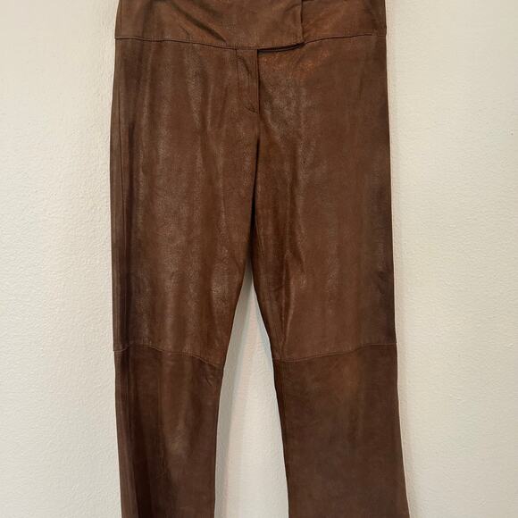 Cache Suede Leather Pants SZ8 Bootcut Y2K Vintage Metallic Bronze Brown Boho - Picture 3 of 13